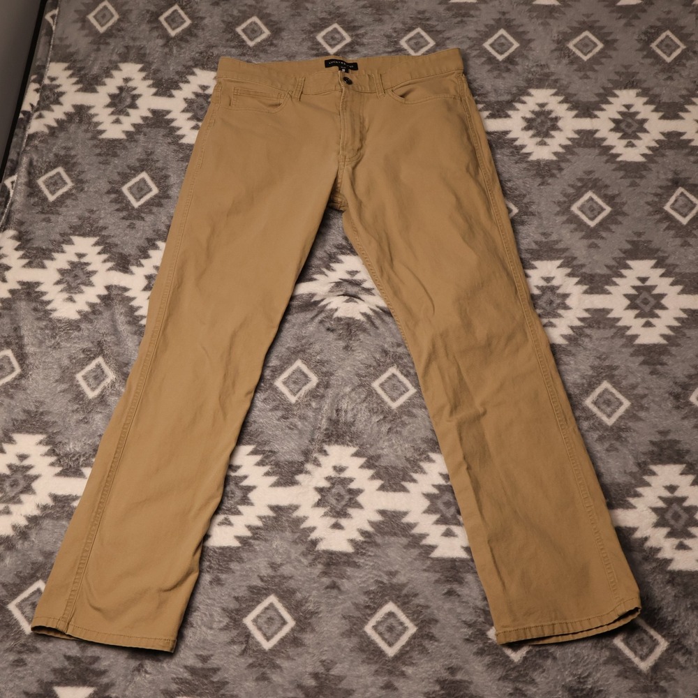 Lucky Brand Slim Fit Khaki Tan Stretch Canvas Pants Mens 33x32